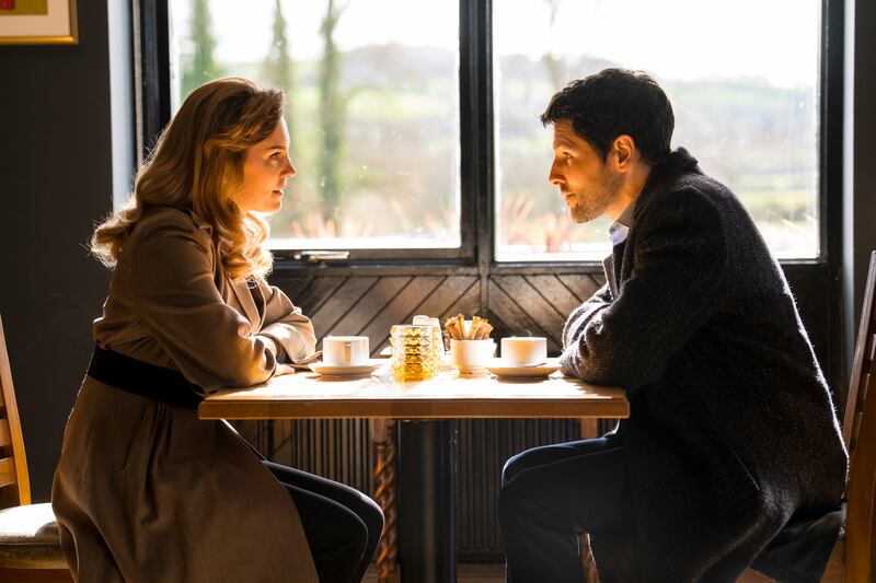 Annabel Scholey and Colin Morgan. Photograph: Steffan Hill/BBC