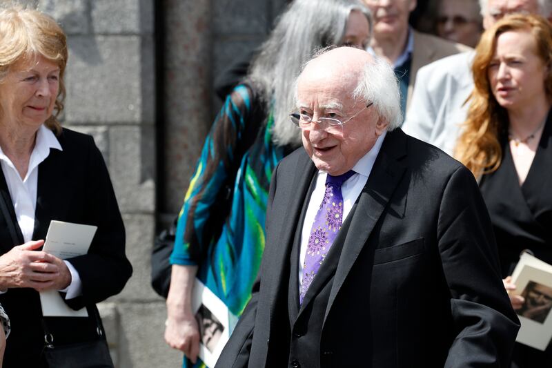 President Michael D Higgins attended the funeral service for Paul Durcan in Ringsend. Photograph: Nick Bradshaw