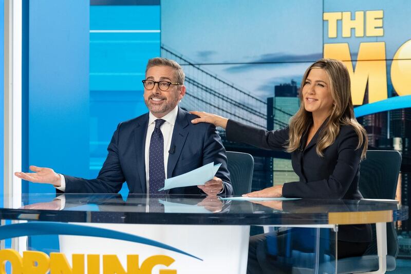 Steve Carell and Jennifer Aniston on The Morning Show. Photograph: Apple