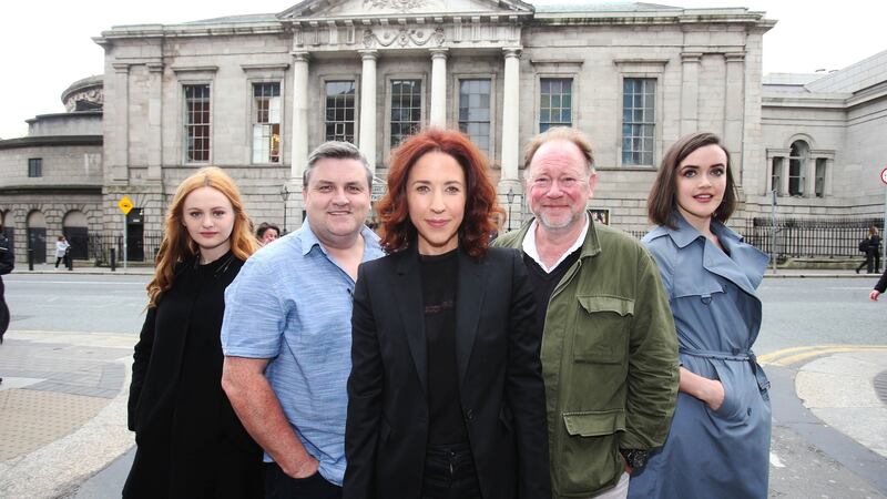 At the announcement of the programme at the Gate Theatre until Christmas 2018 was the theatre’s director Selina Cartmell with cast members from the four productions highlighted at the event. Kate Gilmore (Assassins), Simon Delaney (The Snapper), Selina Cartmell (Gate Theatre Director), Owen Roe (Hamlet) and Aoibheann McCann (The Great Gatsby). Photograph: Leon Farrell/Photocall Ireland