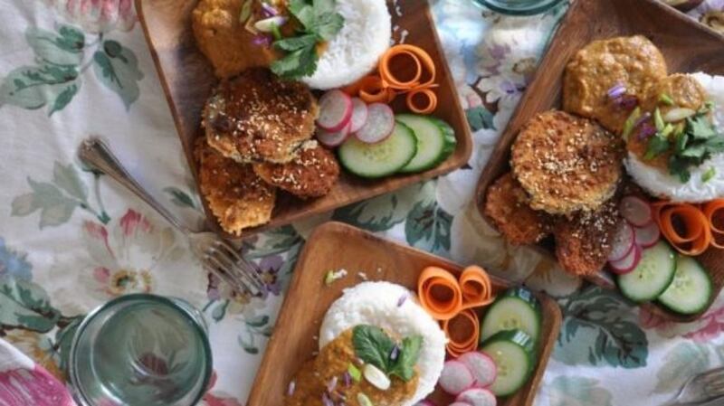 Aubergine and sweet potato katsu curry. Photograph: Lilly Higgins