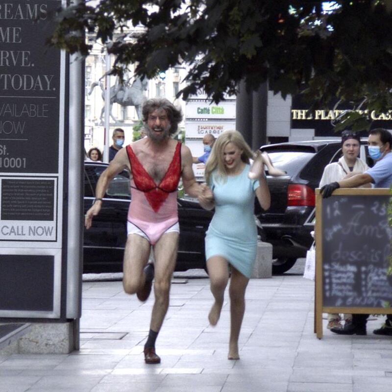 Sacha Baron Cohen and Maria Bakalova in Borat Subsequent Moviefilm