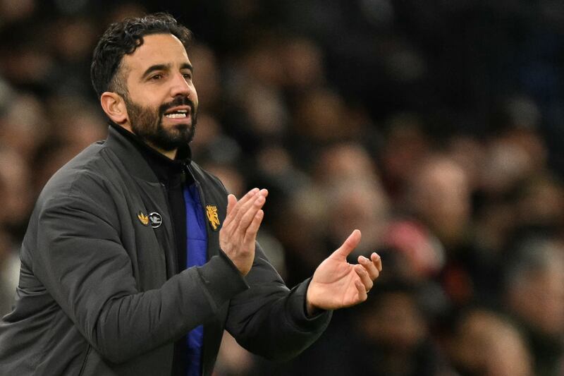 Manchester United head coach Ruben Amorim during the game at Old Trafford. Photograph: Oli Scarff/AFP via Getty Images        