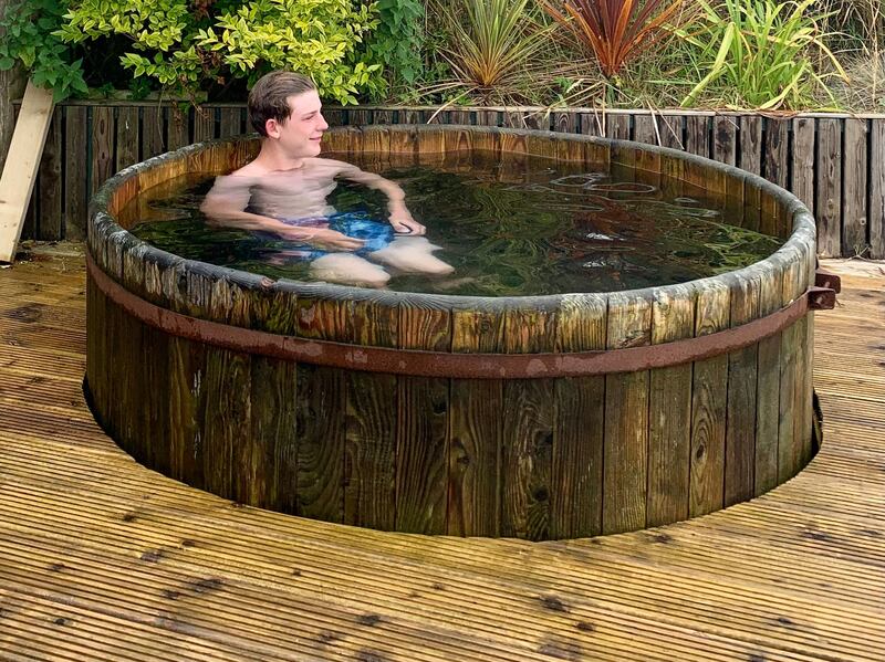 The wood-fired hot tub 