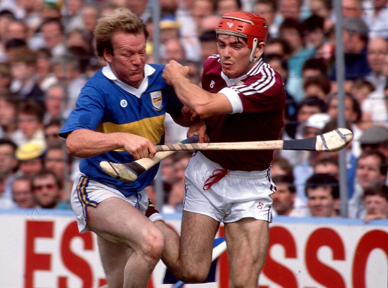Tipperary’s Bobby Ryan and Michael McGrath of Galway do battle in the 1989 All-Ireland semi-final. Photograph: James Meehan/Inpho
