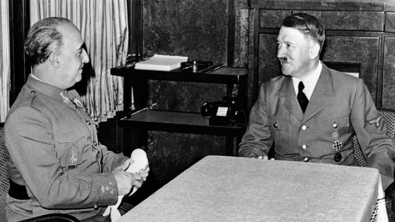 German Nazi leader Adolf Hitler meets with Spanish fascist leader Francisco Franco in October 1940. File photograph:  AFP via Getty Images