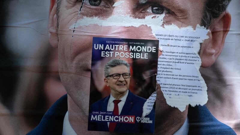 Key to Macron’s chances are the 7.7 million voters who backed far-left firebrand Jean-Luc Mélenchon in the first round on April 10th. Photograph: Joel Saget/AFP via Getty Images