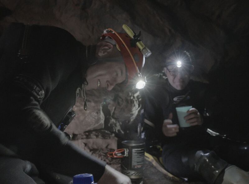 Cave divers Rick Stanton and John Volanthen inside the cave in Thailand. Photograph: National Geographic