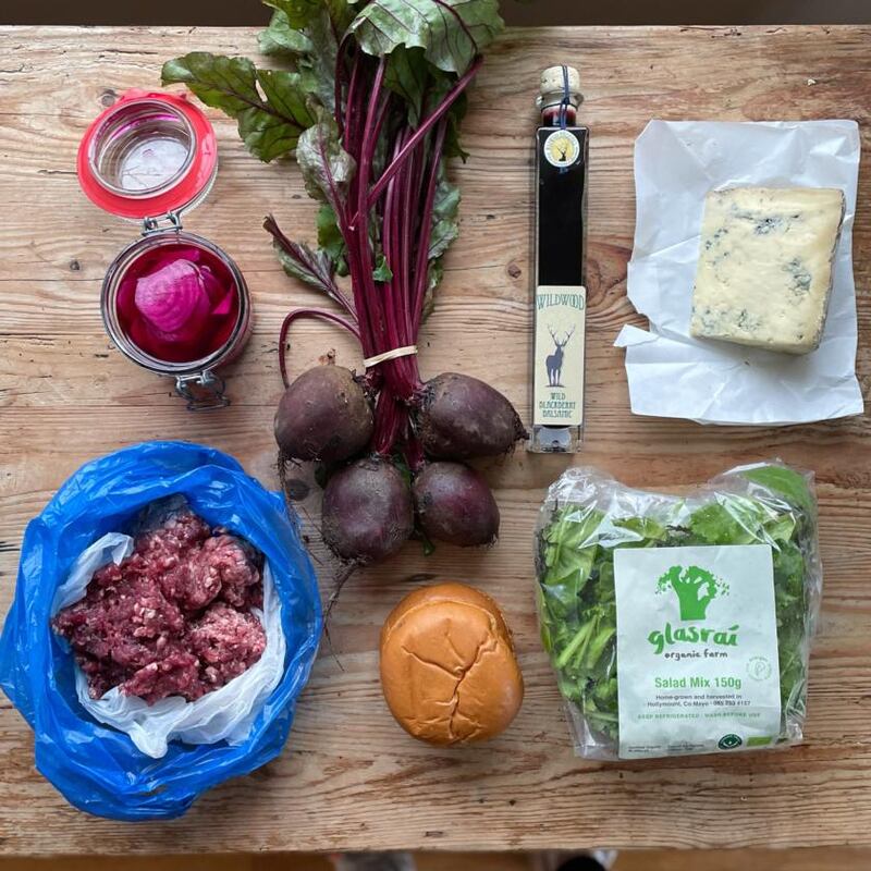 Coopershill venison burger with Young Buck cheese and Wildwood vinegar pickled beets