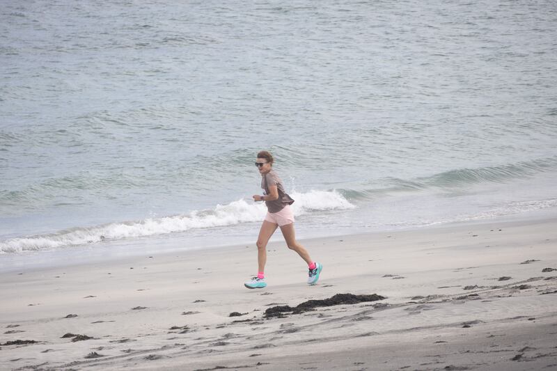 Sonia O'Sullivan runs on a beach on Inis Meáin