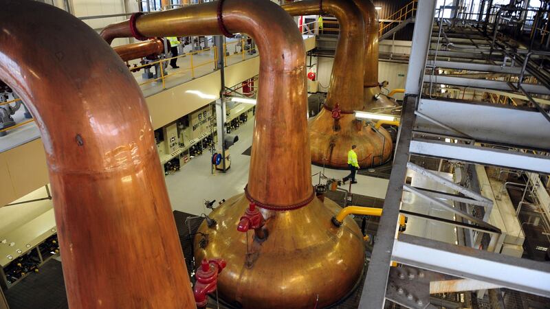 Copper stills used to distil Jameson whiskey in Midleton, Co Cork. Photograph: Aidan Crawley/Bloomberg