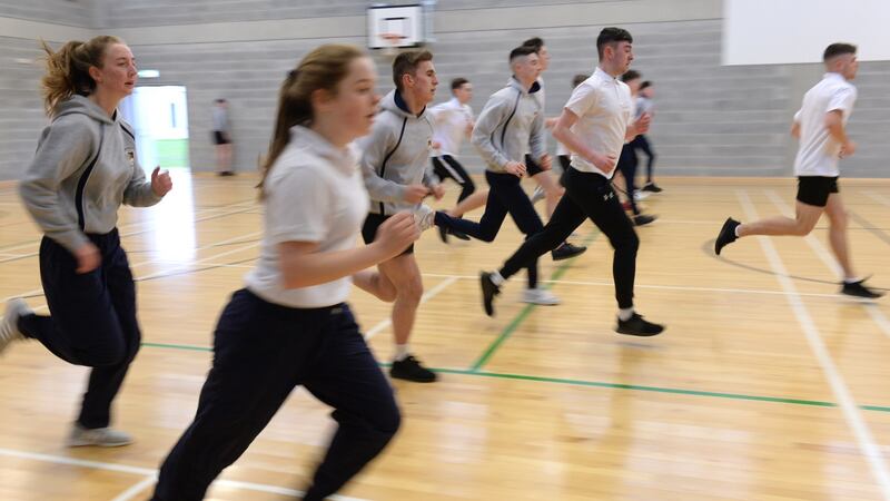 Fifth-year students at Castleknock Community College, Dublin. Photograph: Dara Mac Dónaill