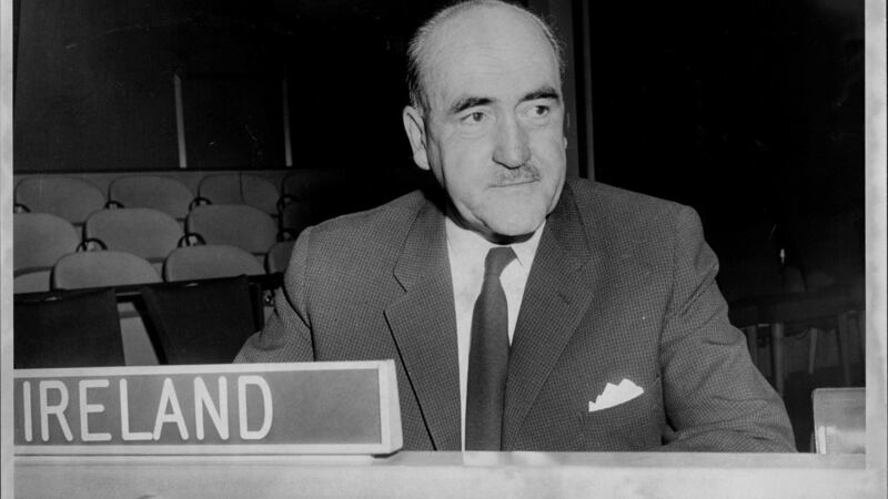Minister of external affairs Frank Aiken speaking at the General Assembly in 1960. Photograph: Anthony Calvacca/New York Post Archives via Getty