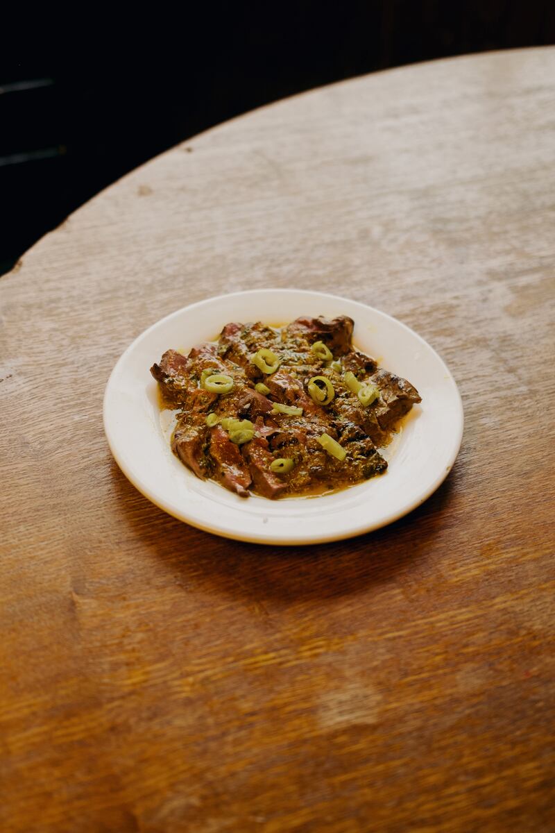 Stewed lamb heart and kidneys served at Assassination Custard. Photograph: Ellius Grace/the New York Times