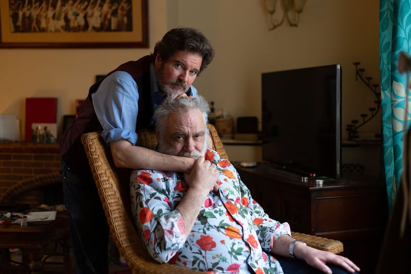 Tony Slattery with his partner, Mark Hutchinson, at home in north London. Photograph: Noelle Vaughn