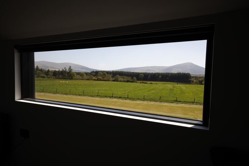 One of the many windows whose locations were selected to frame surrounding views.