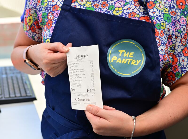 In The Pantry pop-up food shop, families pay a weekly £5 membership fee for groceries worth £40 over a 12-week period. Photograph: Colm Lenaghan/Pacemaker