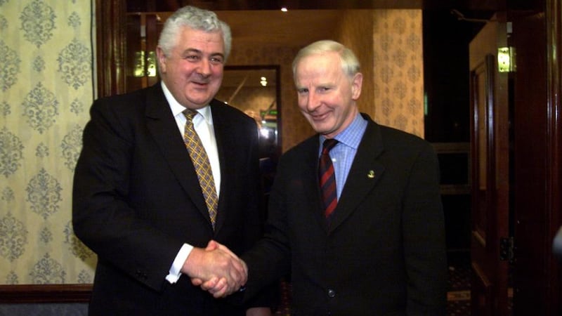 Richard Burrows and Pat Hickey pictured in 2001.