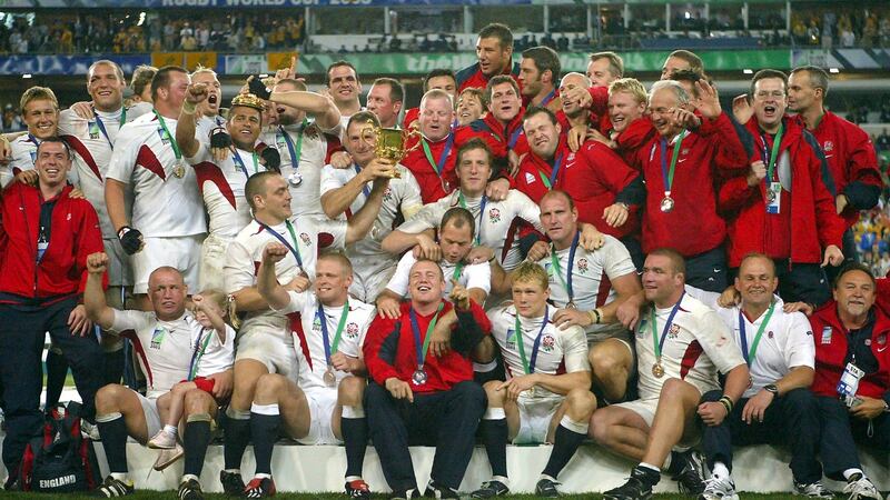 13 of England’s starting XV in the 2003 Rugby World Cup final started the Grand Slam decider against Ireland earlier that year. Photograph: Inpho/Getty
