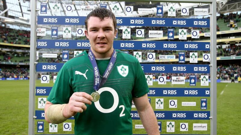 Ireland’s Peter O’Mahony receives the man of the match award. Photograph: Dan Sheridan/Inpho