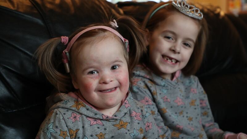 Réiltín Reid (4) pictured with her sister, Dearbhla (7). A scheduled chemotherapy appointment for Réiltín, who has been diagnosed with leukaemia, was cancelled at short notice this week. Photograph: Nick Bradshaw