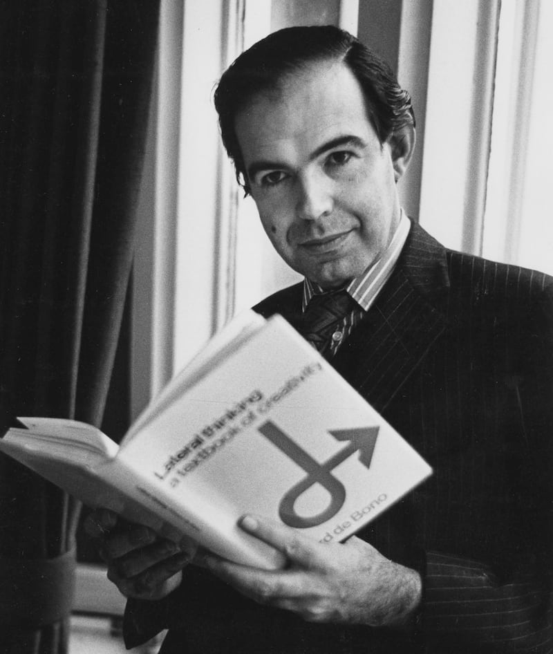 Author: Edward de Bono with his book Lateral Thinking in 1974. Photograph: Jeremy Grayson/Radio Times/Getty