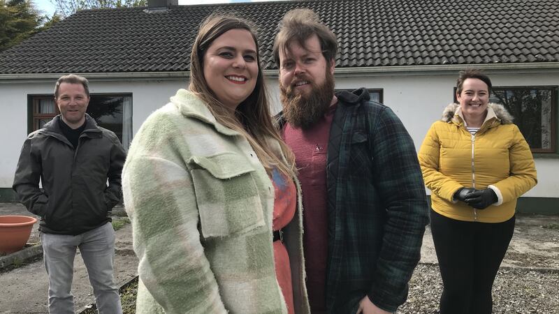 House hunters Brenda Barry and Thomas Collins, flanked by presenters Kieran McCarthy.and Maggie Molloy