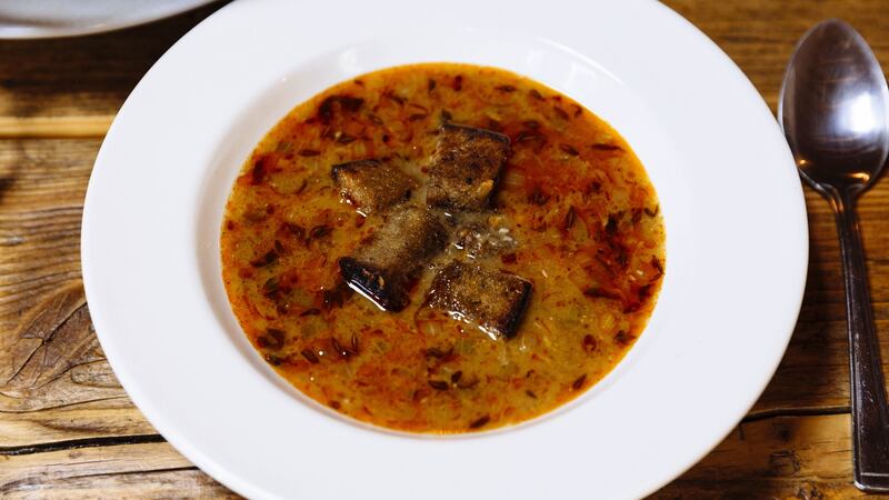Bread and garlic soup. Photograph: Emma Jervis