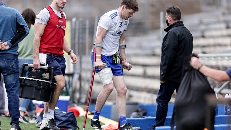 Conor McManus’s injury sustained against Fermanagh in July wasn’t as serious as first feared. Photograph: Laszlo Geczo/Inpho
