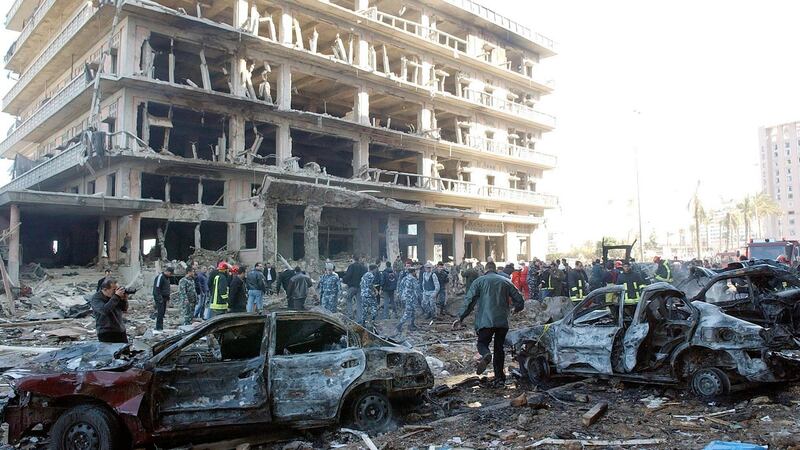 The scene after a car bomb exploded in Beirut on February 14th, 2005, killing former Lebanese prime minister Rafik Hariri and 21 others. Photograph: Wael Hamzeh/EPA