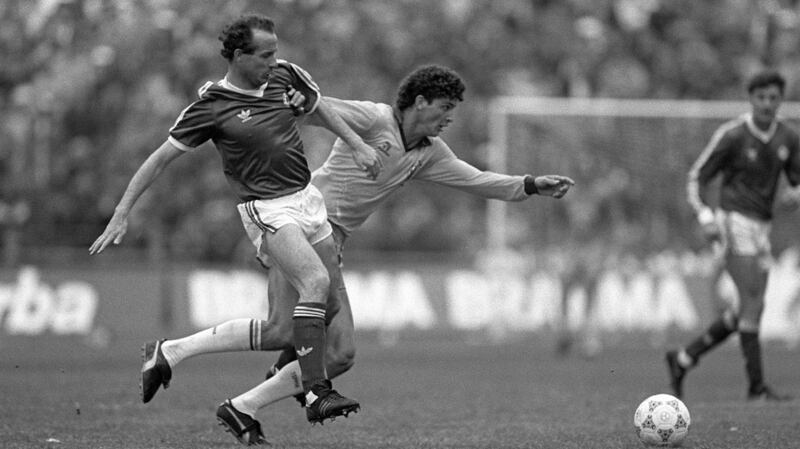 Liam Brady in action for Ireland in the 1987 international friendly against Brazil. Photograph: Inpho
