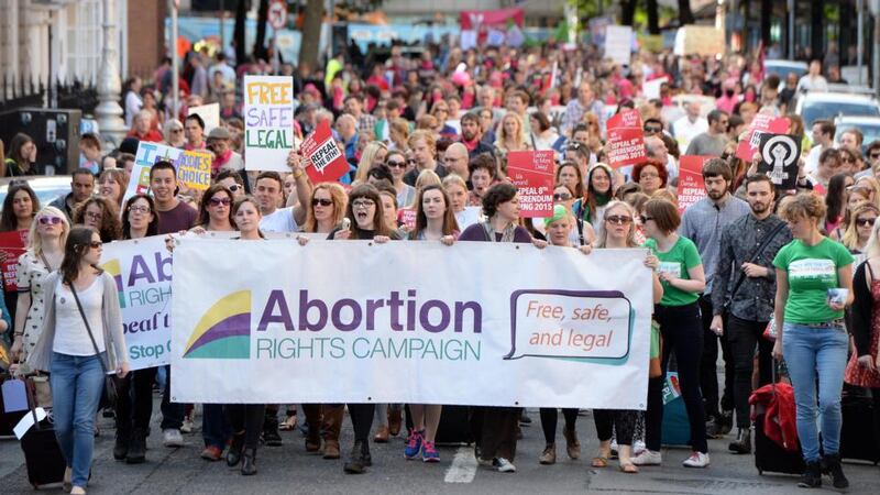 A  large crowd gathered for the March for Choice from the Garden of Remembrance to the Dail  in Dublin today. Photograph: Eric Luke / The Irish Times
