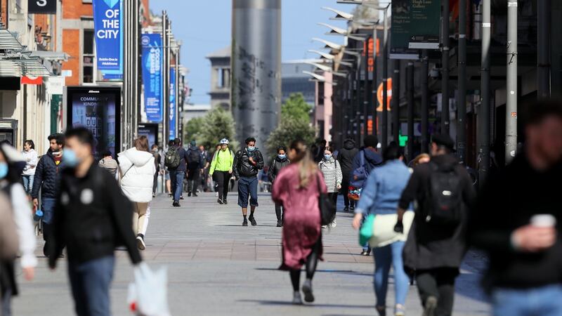 People on Henry Street in Dublin’s city centre on Friday as restrictions put in place due to  the coronavirus pandemic have been eased. Photograph: Brian Lawless/PA Wire