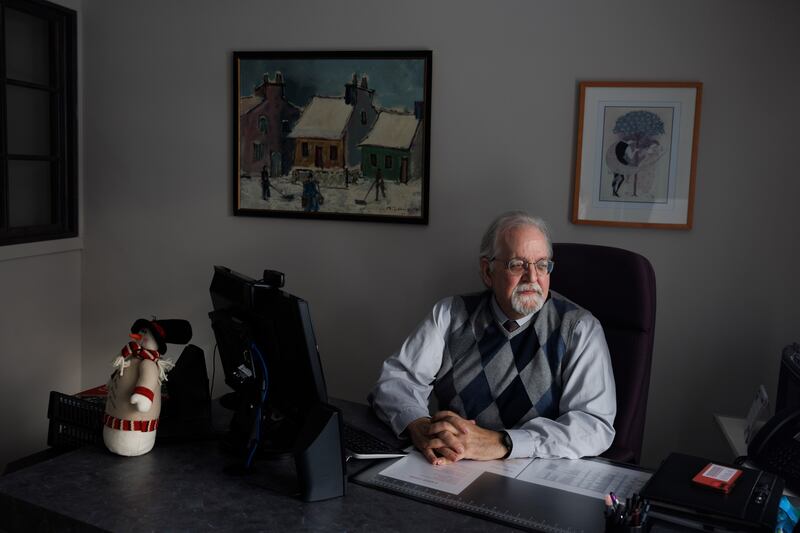 Mayor Bernard Thompson in his office in Hérouxville, Quebec. Initially a supporter of the town's 2007 code of conduct for immigrants, Thompson now wants to welcome newcomers to the region. Photograph: Nasuna Stuart-Ulin/New York Times