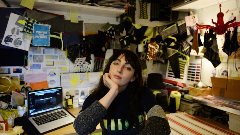 Knitwear designer Pearl Reddington lives in a  cabin in her parents’ back garden. Photograph: Alan Betson