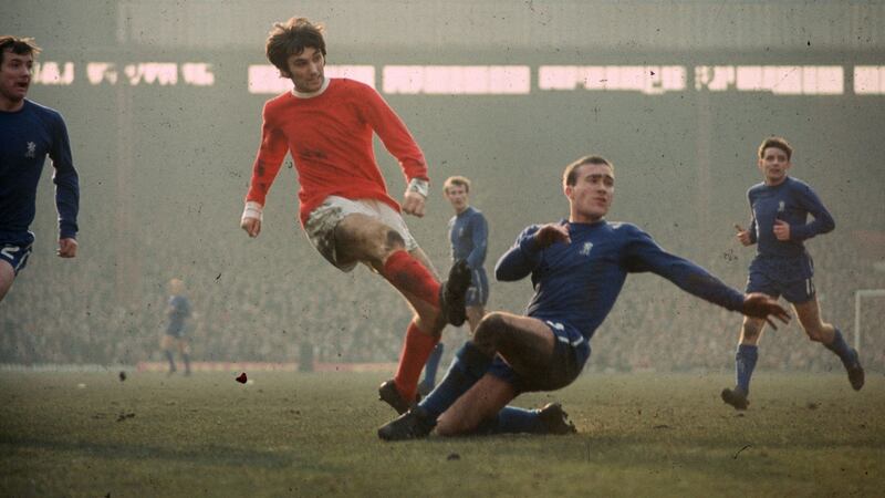 Chelsea’s Ron Harris tackles Manchester United’s George Best during a game in 1971. Photograph: Express/Getty Images