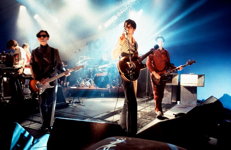 Jarvis Cocker (centre) performing with Pulp during a TV appearance. Photograph: Des Willie/Redferns