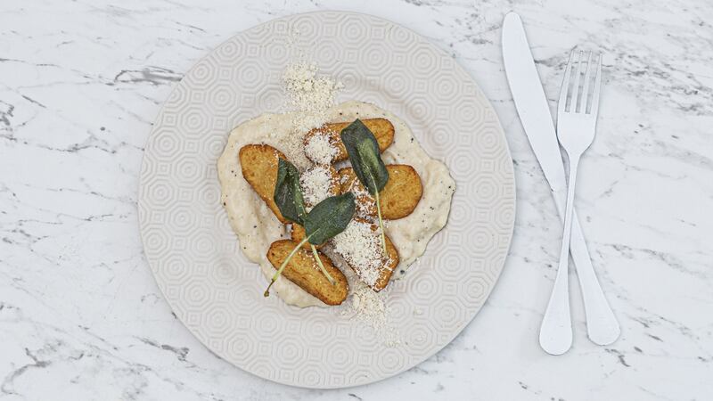 Fried gnocchi with cacio e pepe sauce. Photograph: Harry Weir