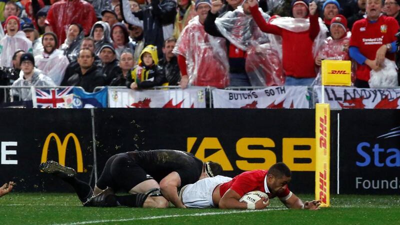 Taulupe Faletau goes over in the corner. Photograph: Anthony Phelps/Reuters