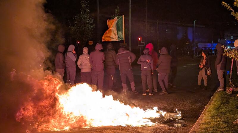Protesters in Saggart. Photograph: Cillian Sherlock/PA Wire