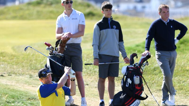 Former taoiseach Enda Kenny in action during the pro-am event ahead of the Dubai Duty Free Irish Open at Lahinch. Photograph:  Jan Kruger/Getty