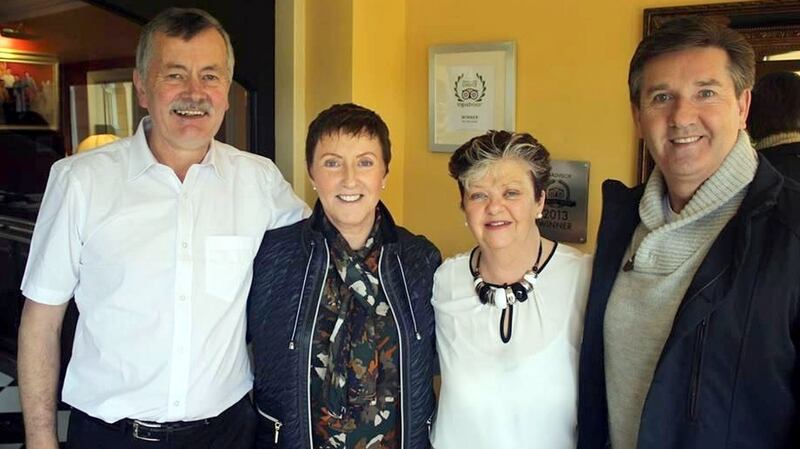 Daniel and Majella with hosts Mary and James in their B&B in Ballybunion, where  an actor from Police Academy once stayed. Photograph: Daniel O’Donnell/Facebook