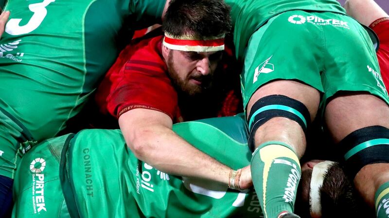 Jean Kleyn in the thick of things during the  recent Guinness PRO14 clash against Connacht at  Thomond Park. Photograph: Photograph: James Crombie/Inpho