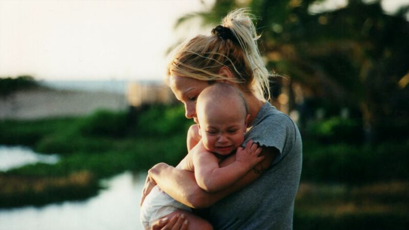 Pamela Anderson and son. Photograph: Netflix. 