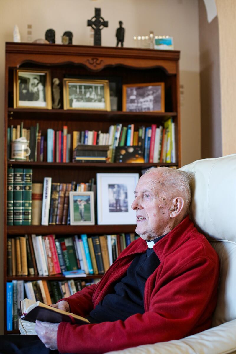Fr Michael Keaveney: After 25 years teaching at St Columb’s, he was appointed administrator of St Joseph’s in Derry’s Galliagh area in 1975. 'Things were happening all the time around us, bombs were going off, there were shots being fired all the time.'  Photograph: Lorcan Doherty
