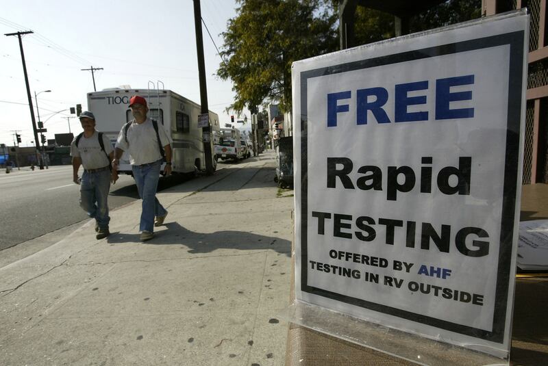 The Aids Healthcare Foundation  used a motorhome as a mobile HIV screening lab when California’s adult-film industry temporarily shut down after two porn stars tested positive for HIV, in 2004. Photograph: David McNew/Getty
