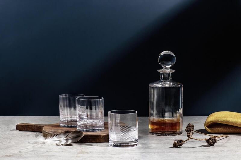 A decanter and tumblers from Criostal na Rinne