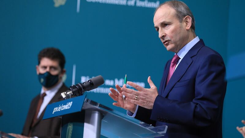 Taoiseach Micheál Martin: The vaccine rollout will give choices for easing restrictions towards June, which likely means hospitality and other sectors will face curbs for some time yet. Photograph: Julien Behal