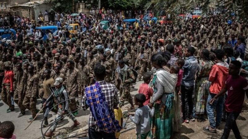 Mekelle, Ethiopia. In her testimony to the UK parliament, Haugen described the violence amplified by Facebook in Ethiopia as the ‘opening chapter of a novel that is going to be horrific to read’. Photograph: Finbarr O’Reilly/The New York Times