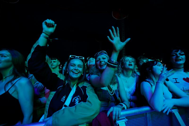 Fans of  Wet Leg  fans sing along to te band as they performed on Saturday evening.  Photograph: Alan Betson/The Irish Times

